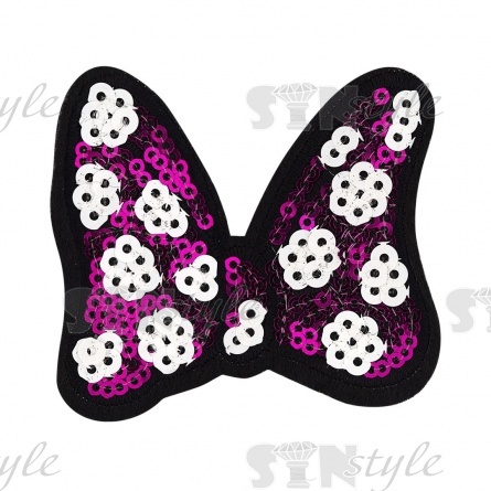 Термоаппликация "Бантик" с пайетками, размер 68х60 мм фото 1