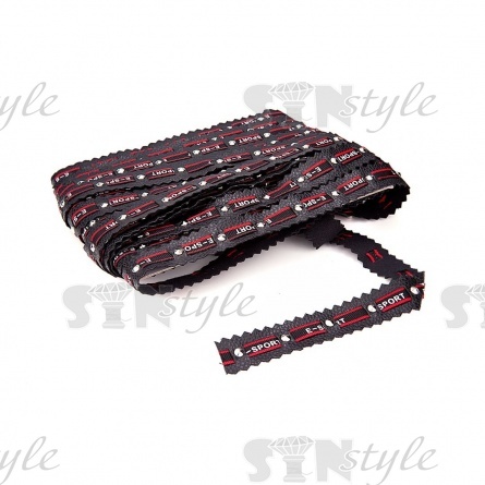 Декоративная тесьма "под кожу" с надписями и металлическими заклепками, ширина 25 мм, намотка 15 ярдов фото 3