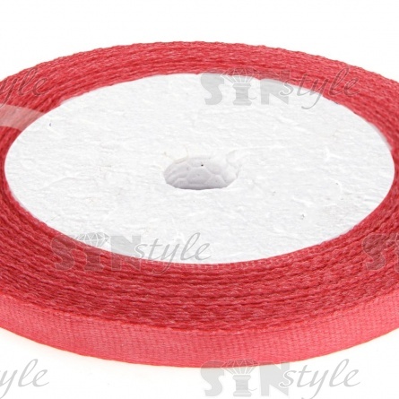 Декоративная лента атласная, ширина 6 мм, намотка 25 ярдов, цвет темно-розовый (№091) фото 2