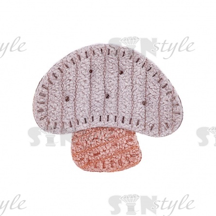 Аппликация 3D "Грибок", цвет серый+грязно-розовый, размер 35х33 мм фото 1