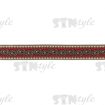 Жаккардовая лента, ширина 25 мм, намотка 10 м, цвет бордовый фото 1