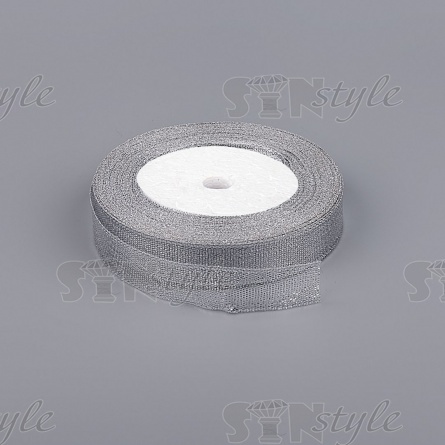 Лента люрикс, ширина 15 мм, цвет серебряный, намотка 25 ярдов фото 1