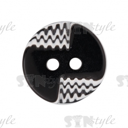 Пуговица пластиковая на два прокола, черная с белым, 20L фото 2