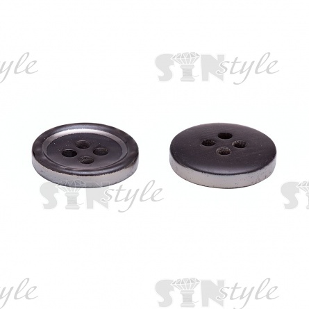 Пуговица пластиковая на ножке, черная с серым, 28L фото 5