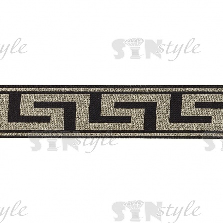 Жаккардовая лента, цвет черный+ золото, ширина 33 мм, намотка 10 метров фото 2