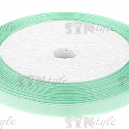 Декоративная лента атласная, ширина 6 мм, намотка 25 ярдов, цвет салатовый (№128) фото 2