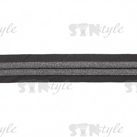 Декоративная тесьма отделочная лампасная , цвет черный+темное серебро, ширина 35 мм, намотка 15 ярдов фото 1