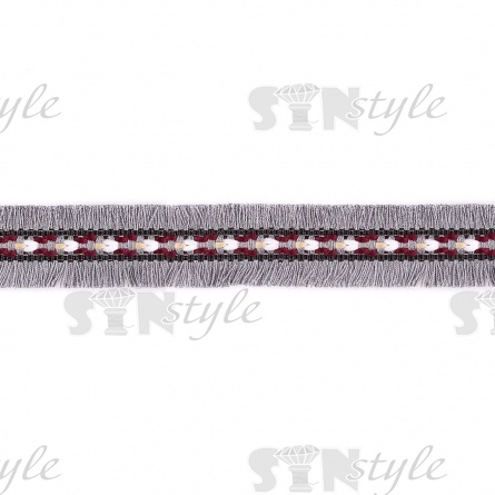 Декоративная тесьма букле с бахромой, цвет серый, ширина 25 мм, намотка 45 ярдов фото 1