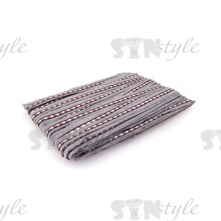 Декоративная тесьма букле с бахромой, цвет серый, ширина 25 мм, намотка 45 ярдов фото 3