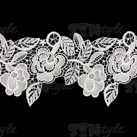 Кружево ажурное матовая нить, ширина 155 мм, цвет белый, намотка 15 ярдов фото 2