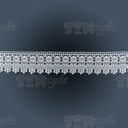 Кружево ажурное с цветочным узором, ширина 80 мм, цвет белый, намотка 15 ярдов фото 2