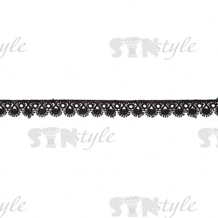 Кружево ажурное, тонкая изящная нежная гирлянда с причудливым узором и резными краями, ширина 15 мм, цвет черный, намотка 10 ярдов  фото 2