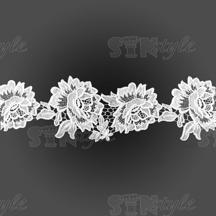 Кружево ажурное матовая нить, ширина 120 мм, цвет белый, намотка 15 ярдов  фото 2