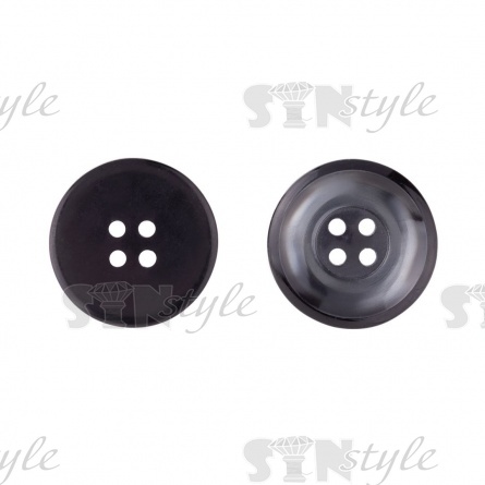 Пуговица пластиковая на четыре прокола, черная, 40L фото 1