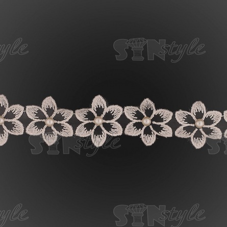 Цветочки из капроновой ленты, размер 30 мм, намотка 20 ярдов, цвет шампань (№21)  фото 3