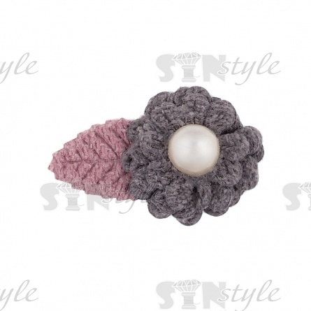 Аппликация 3D "Цветочек", цвет серый, размер 40х27 мм фото 1