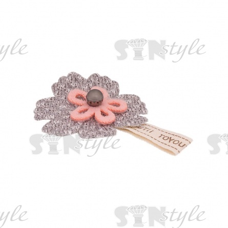 Аппликация 3D "Цветочек", цвет серый, размер 38х50 мм фото 2