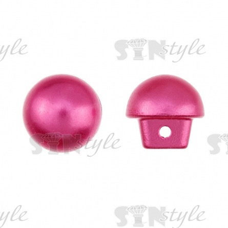 Пуговица пластиковая на ножке, в форме полусферы, темно-розового цвета, размер 18L фото 1
