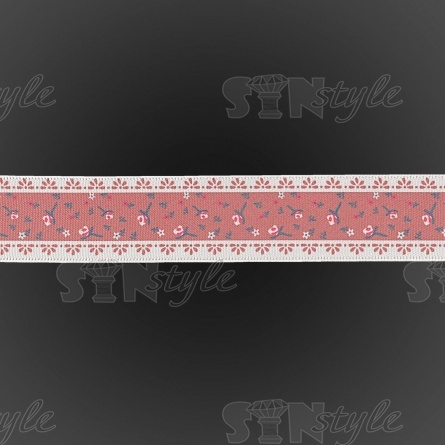 Декоративная атласная лента с цветочным принтом, цвет грязно-розовый, ширина 25 мм, намотка 20 ярдов фото 3