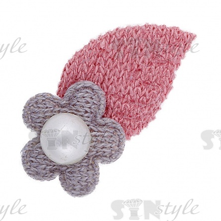Аппликация "Цветочек", цвет грязно-розовый+серый, размер 30х15 мм фото 1