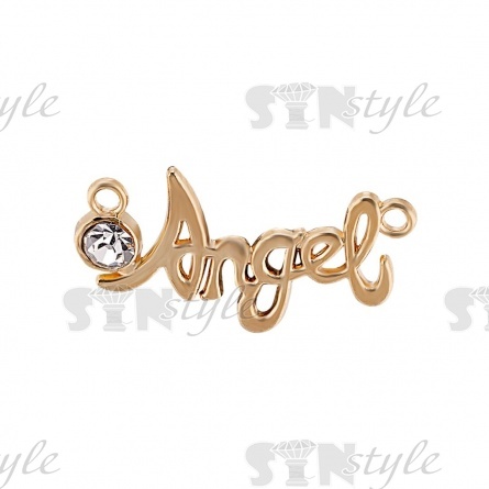 Декоративное украшение пришивное, размер 23 мм х 11 мм, цвет золото+белая страза фото 1