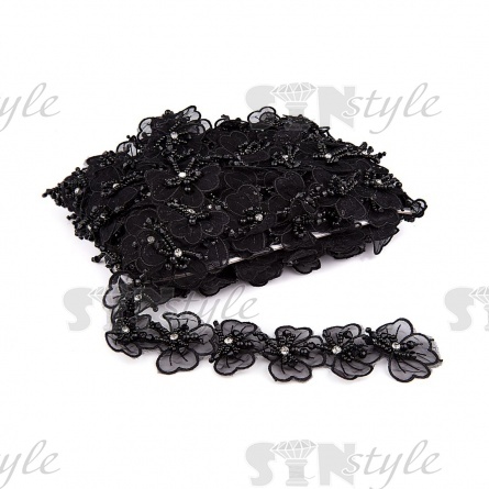 Бабочки из капроновой ленты, цвет черный, ширина 50 мм, намотка 15 ярдов фото 3