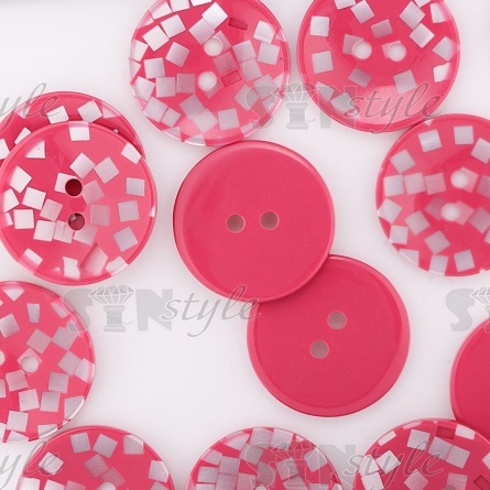 Пуговица пластиковая на два прокола, размер 60L, цвет фуксия фото 4