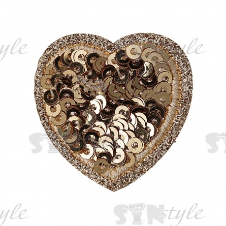 Термоаппликация "Сердечко" с пайетками, размер 30х30 мм фото 1
