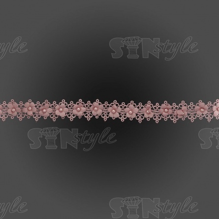 Кружево ажурное с цветами и бусинами, ширина 30 мм, намотка 10 ярдов, цвет грязно-розовый (№169) фото 1