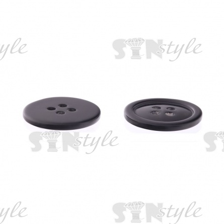 Пуговица пластиковая на четыре прокола, размер 32L, цвет черный фото 2