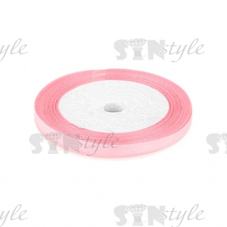 Декоративная лента атласная, ширина 6 мм, намотка 25 ярдов, цвет розовый (№066) фото 1