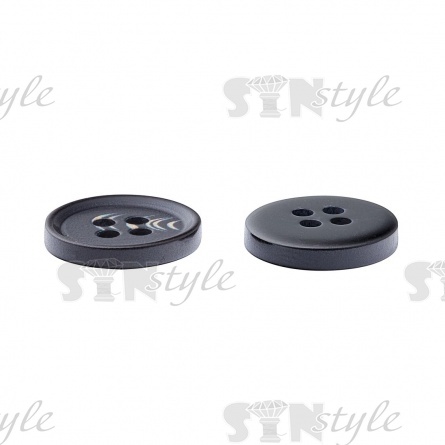 Пуговица пластиковая на четыре прокола, размер 24L, цвет черный/бежевый фото 3