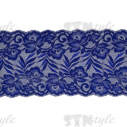 Кружево эластичное, ширина 150 мм, цвет ярко-синий, намотка 15 ярдов, материал лайкра фото 1