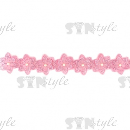 Цветочки из капроновой ленты, размер 45 мм, намотка 20 ярдов, цвет темно-розовый (№ 25) фото 2