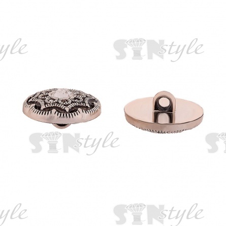 Пуговица пластиковая на ножке, размер 40L, цвет золотой/черный+белая страза фото 2