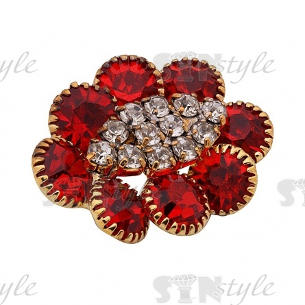 Пуговица металлическая на ножке, размер 17ммх24мм, цвет красный фото 2