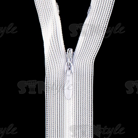 Молния спираль, тип 3, потайная, неразъемная, основа капрон, длина 20 см, цвет 101 (белый), бегунок цвета основы фото 2