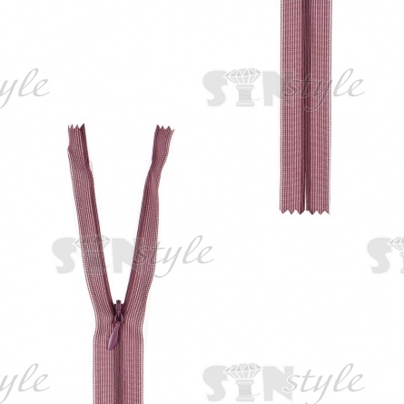 Молния спираль, тип 3, потайная, неразъемная, основа капрон, длина 50 см, цвет 206 (грязно-сиреневый), бегунок цвета основы фото 1