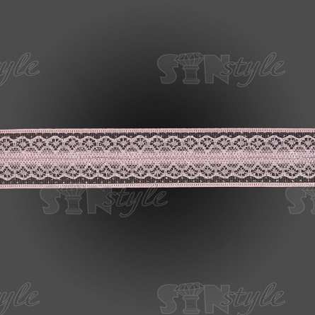 Лента капроновая, отделанная кружевом, ширина 40 мм, цвет розовый, намотка 25 ярдов фото 2