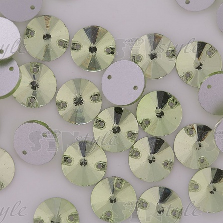 Стразы пришивные стеклянные, форма круг, цвет (салатовый) №27, диаметр 12 мм фото 2