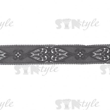 Кружево вязаное ажурное, ширина 80 мм, цвет черный, намотка 15 ярдов фото 2