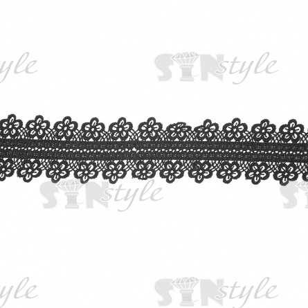 Кружево ажурное матовая нить, ширина 55 мм, цвет черный, намотка 10 ярдов  фото 2