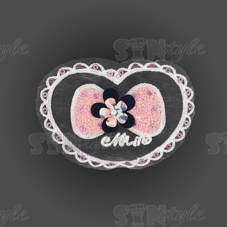 Аппликация на сетке пришивная "Бантик", размер 135 мм х110 мм фото 1