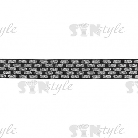 Жаккардовая лента, ширина 25 мм, намотка 10 м, цвет черный+серебро фото 1