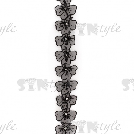 Бабочки из капроновой ленты, цвет черный, ширина 50 мм, намотка 15 ярдов фото 2