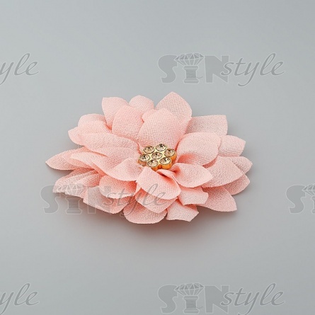 Цветочки декоративные со стразами, цвет грязно-розовый, диаметр 60 мм, фото 2