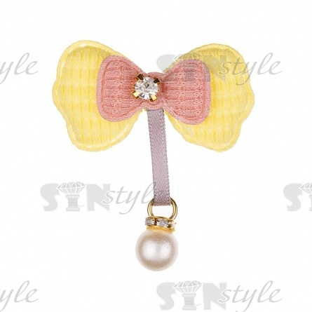 Аппликация 3D "Бантик", цвет желтый, размер 45х45 мм фото 1