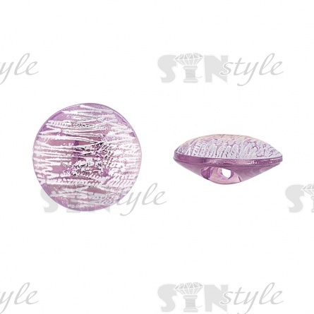 Пуговица пластиковая на полуножке, размер 20L, форма круглая, цвет сиреневый+серебряный фото 1