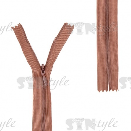 Молния спираль, тип 3, потайная, неразъемная, основа капрон, длина 50 см, цвет 293 (капучино), бегунок цвета основы фото 1