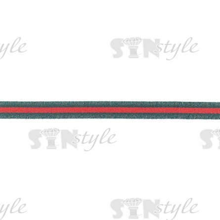 Декоративная тесьма букле с бахромой, цвет зеленый+красный, ширина 20 мм, намотка 45 ярдов фото 2